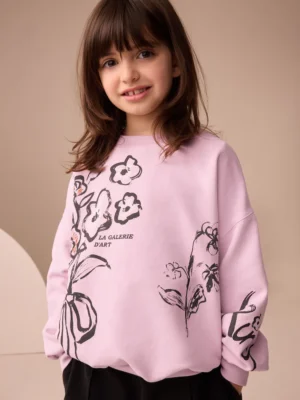 Pink Floral Print Long Sleeve Top