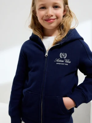 Navy Blue Zip Through Hoodie