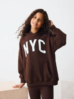 Chocolate Brown Slogan Hoodie