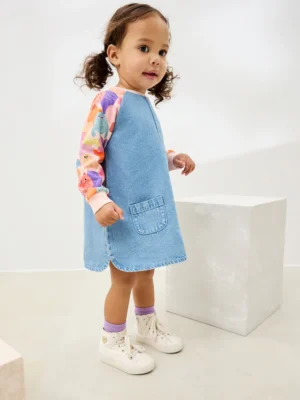 Pink Monster Raglan Denim Dress