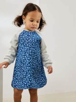 Animal Print Raglan Denim Dress