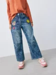 Mid Blue SmileyWorld® Print Wide Leg Jeans