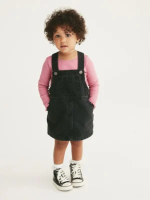Black Denim Pinafore Dress