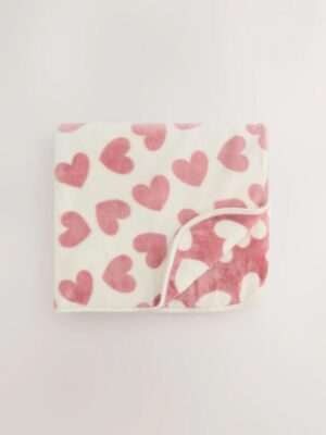 Pink Hearts Fleece Baby Blanket