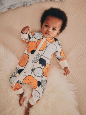 Orange Baby Halloween Two Way Zip Sleepsuit