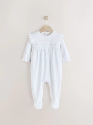 White Occasion Baby Sleepsuit
