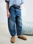 Mid Blue Denim Barrel Jeans