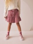 Pink Frill Hem Corduroy Skirt