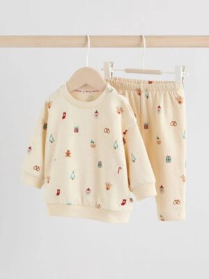 Cream Christmas Sweat and Joggers Baby Set