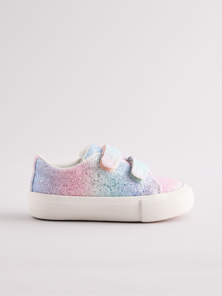 Rainbow Glitter Standard Fit (F) Chunky Trainers With Touch Fastening