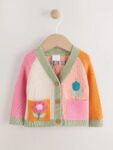 Bright Colour Block Embroidered Baby Cardigan