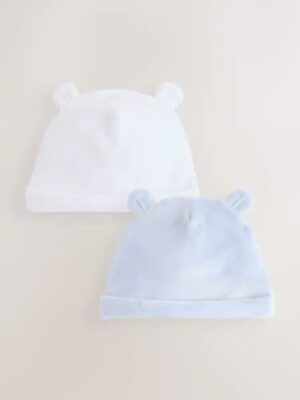 Blue Velour Baby Beanies 2 Pack