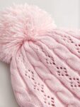 Pointelle Cable Knitted Pom Hat