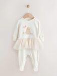 Ecru Bunny Tutu Baby Sleepsuit