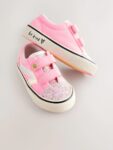 Pink Wide Fit (G) Touch Fastening Trainers