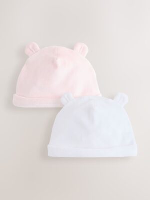 Pink 2 Pack Velour Baby Beanies