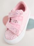 Pink Glitter Wide Fit (G) Chunky Trainers With Touch Fastening