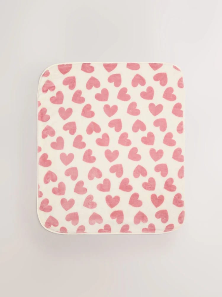 Pink Hearts Fleece Baby Blanket