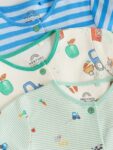 Blue Embroidered Baby Sleepsuits 3 Pack