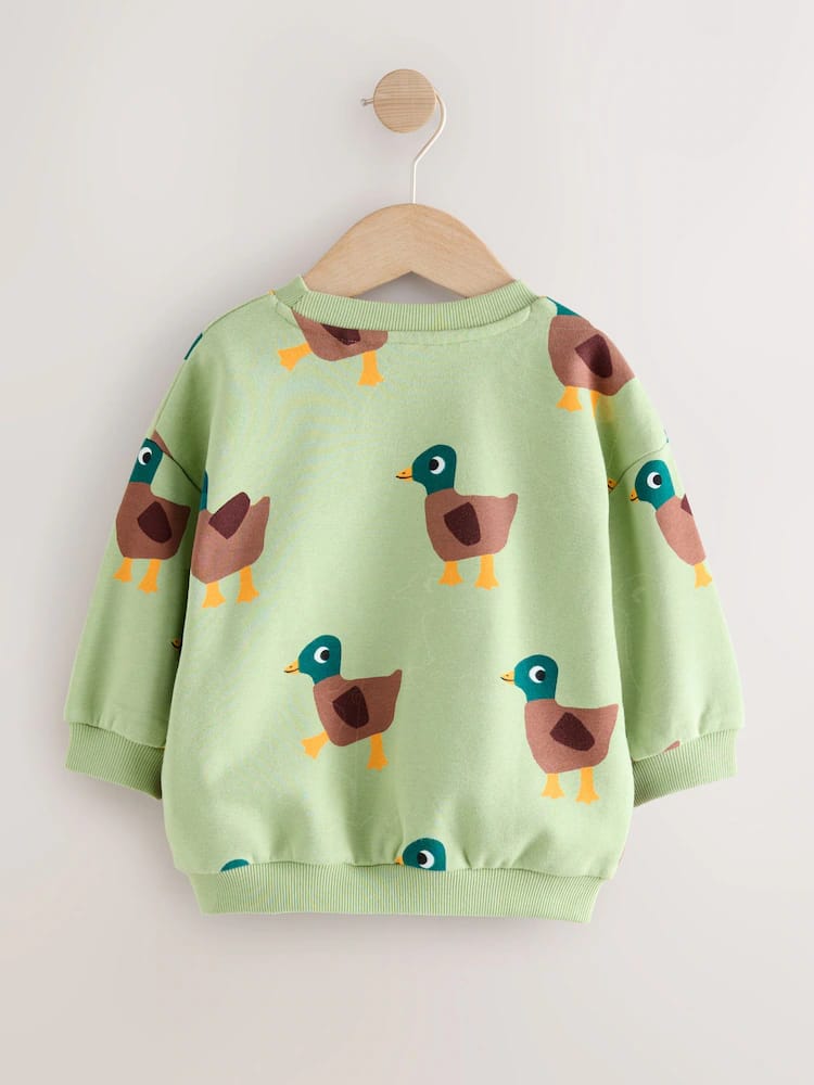 Green All-Over Print Crew Neck Sweatshirt