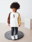 Ecru/Brown Mickey Mouse Crew Sweatshirt and Leggings Set