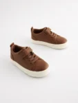 Tan Brown Standard Fit (F) Touch Fastening Elastic Lace Trainers