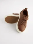Tan Brown Standard Fit (F) Touch Fastening Elastic Lace Trainers