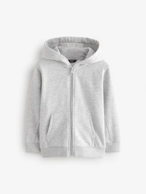 Plain Zip Through Hoodie