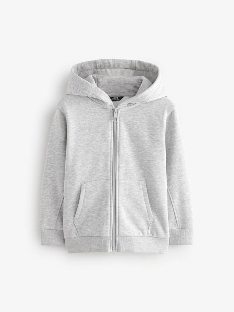 Plain Zip Through Hoodie