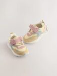 Multi Pastel Wide Fit (G) Elastic Lace Touch Fasten Trainers
