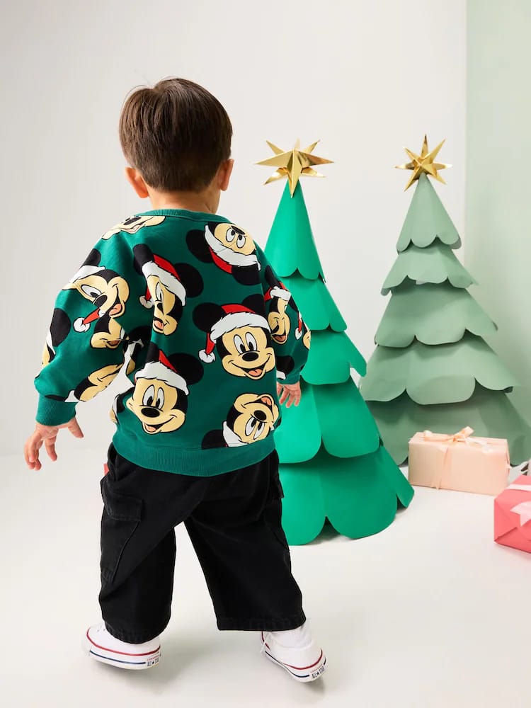 Green Christmas Mickey Mouse Crew Sweatshirt