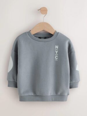Grey Back Printed Crew Neck Jersey Sweatshirt