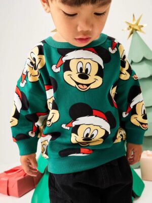 Green Christmas Mickey Mouse Crew Sweatshirt