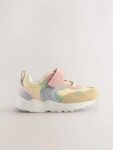 Multi Pastel Wide Fit (G) Elastic Lace Touch Fasten Trainers