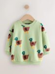 Green All-Over Print Crew Neck Sweatshirt