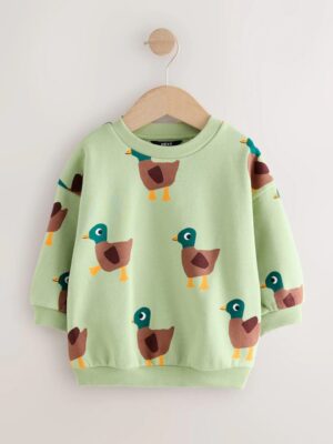 Green All-Over Print Crew Neck Sweatshirt