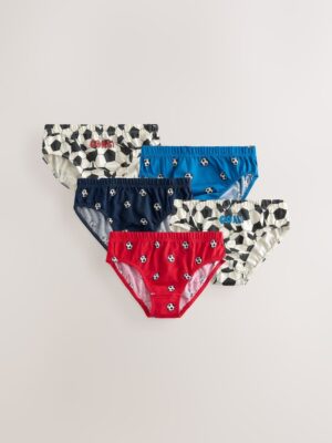 Red/Blue Football 100% Cotton Printed Briefs 5 Pack