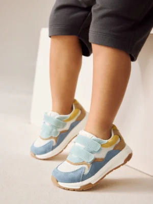 Blue Multi Suede Touch Fastening Trainers