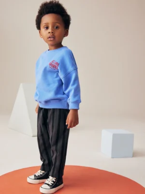 Blue/Grey Single Sweatshirt And Stripe Joggers Set