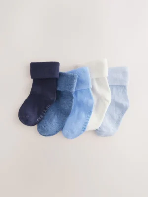 Blue Baby Roll Top Socks 5 Pack