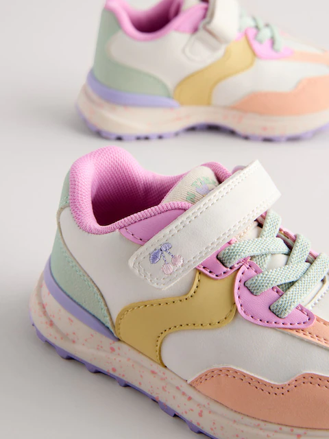 Multi Bright Elastic Lace Touch Fastening Trainers