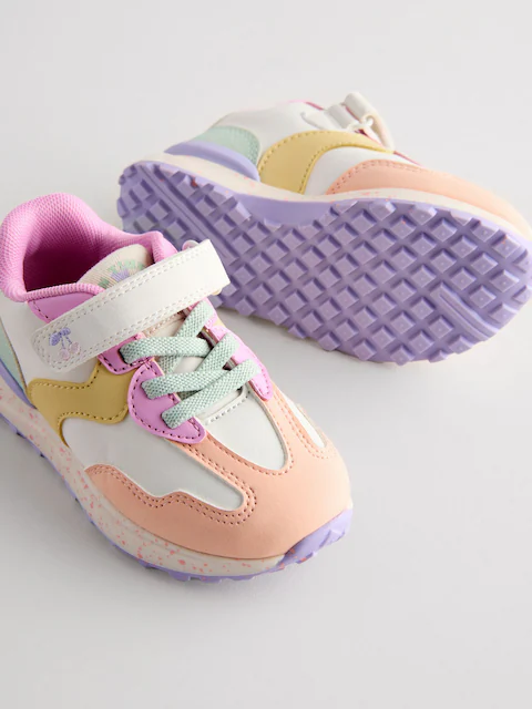 Multi Bright Elastic Lace Touch Fastening Trainers
