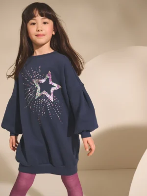 Navy Sequin Star Jumper Dress
