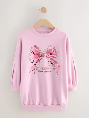 Pink Bow Graphic Jumper Dress
