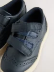 Navy Blue Standard Fit (F) Touch Fastening Brogue Shoes