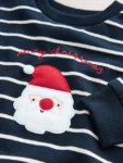 Navy Blue/Ecru Stripe Christmas Crew Neck Jersey Sweatshirt