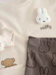 Cream Miffy Sweat Dress & Leggings Set