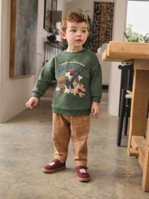 Green/ Brown Dog Single Sweatshirt and Joggers Set