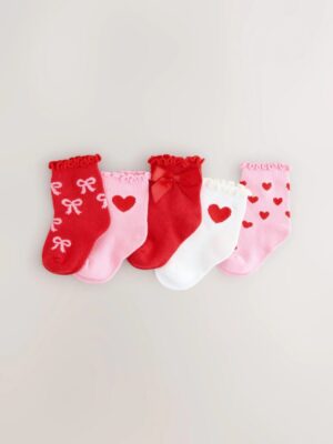 Red Bow Baby Socks 5 Pack