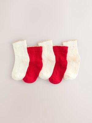 Red Sparkle Christmas Baby Sock 5 Packs